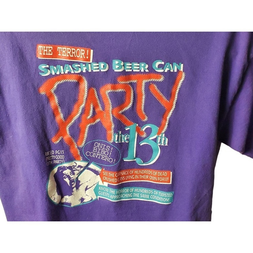 Smashed Beer‎ Can Festival Vintage Tee Shirt Single Stitch